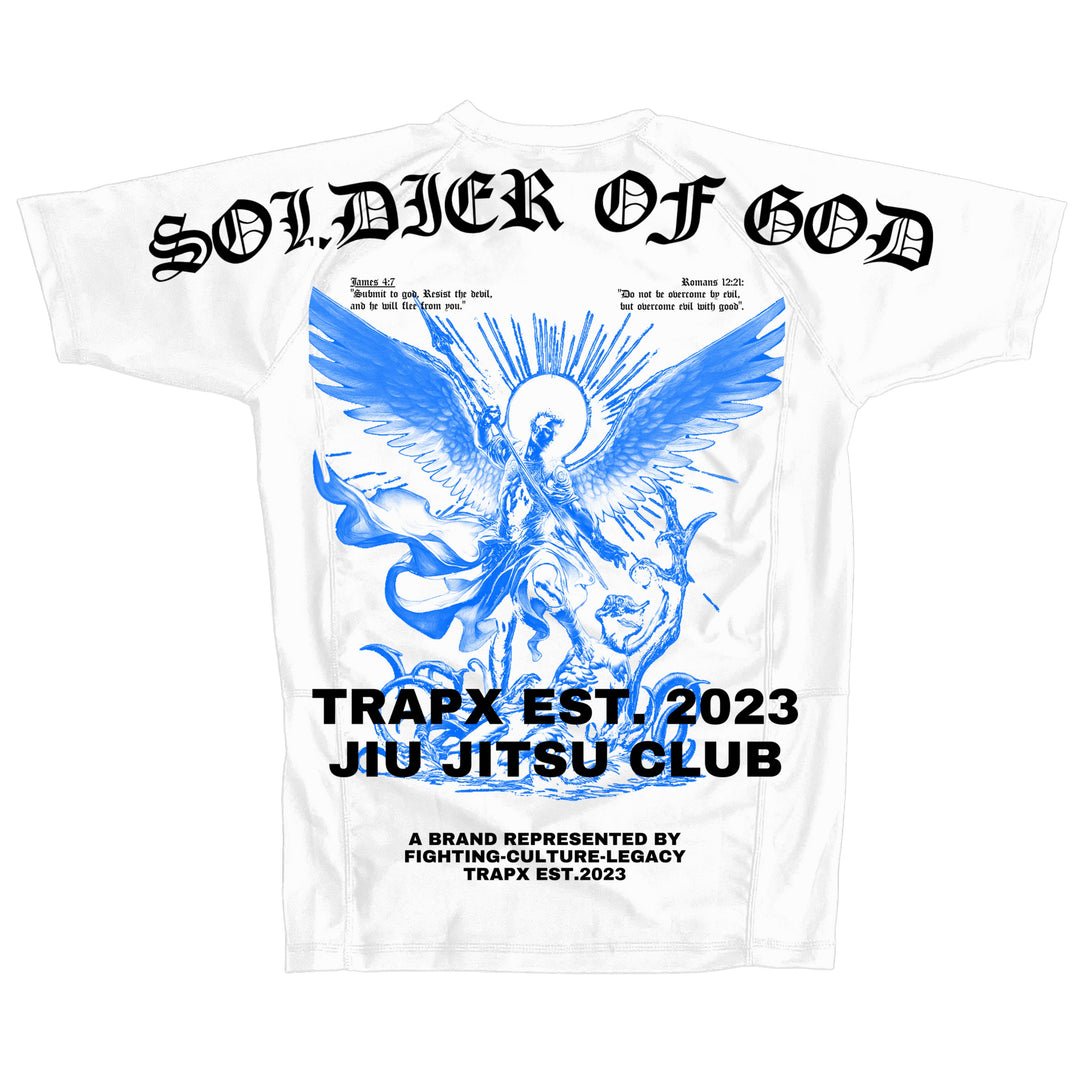 SOLDIER OF GOD SHORT SLEEVE RASHGUARD - WHITE