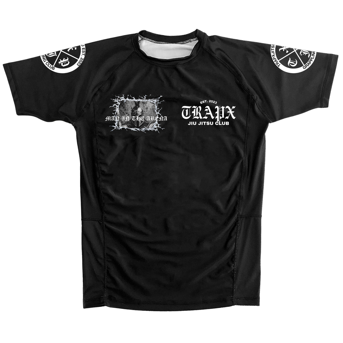 MAN IN THE ARENA SHORT SLEEVE RASHGUARD - BLACK – TrapxJitsu