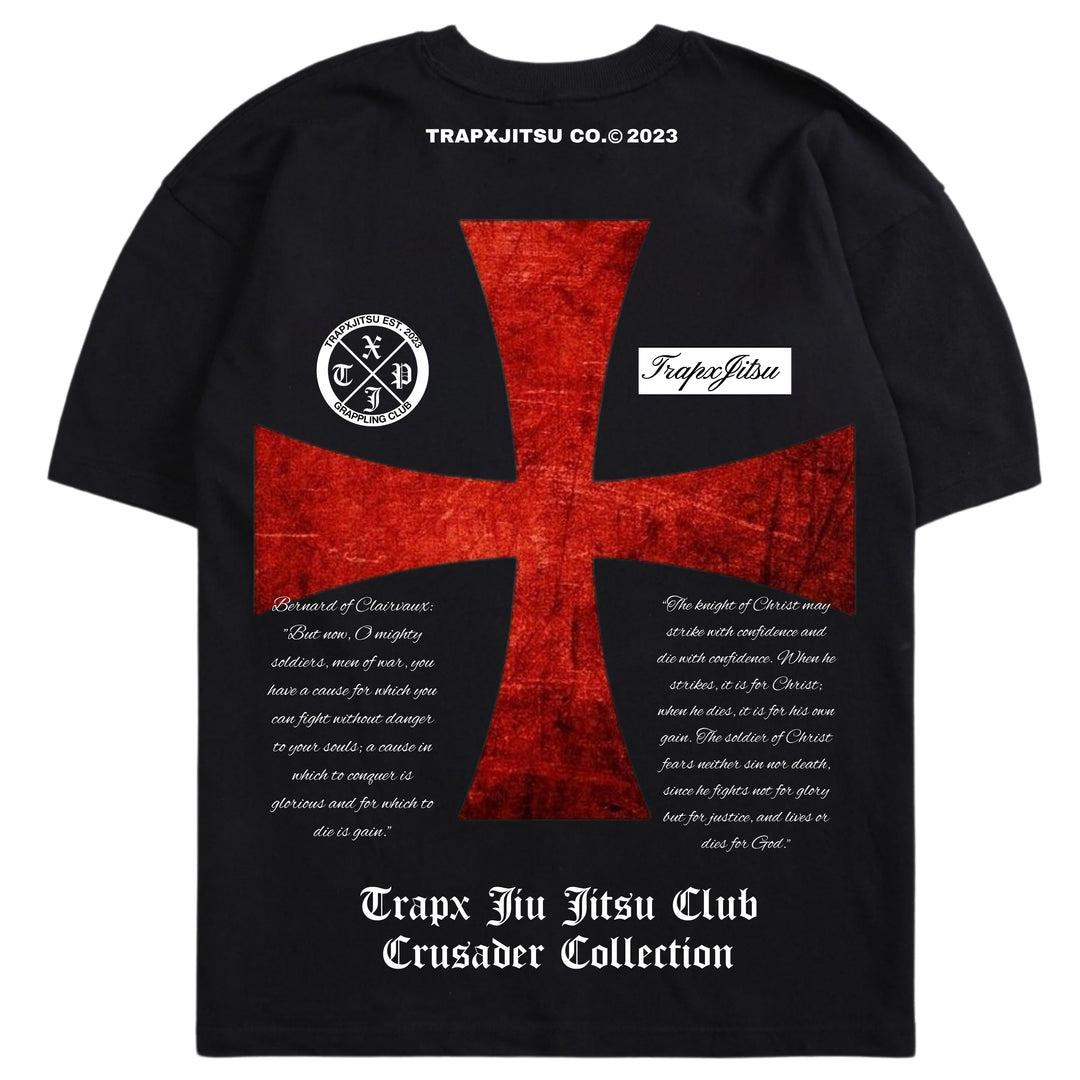 CRUSADER CROSS OVERSIZED T-SHIRT - BLACK
