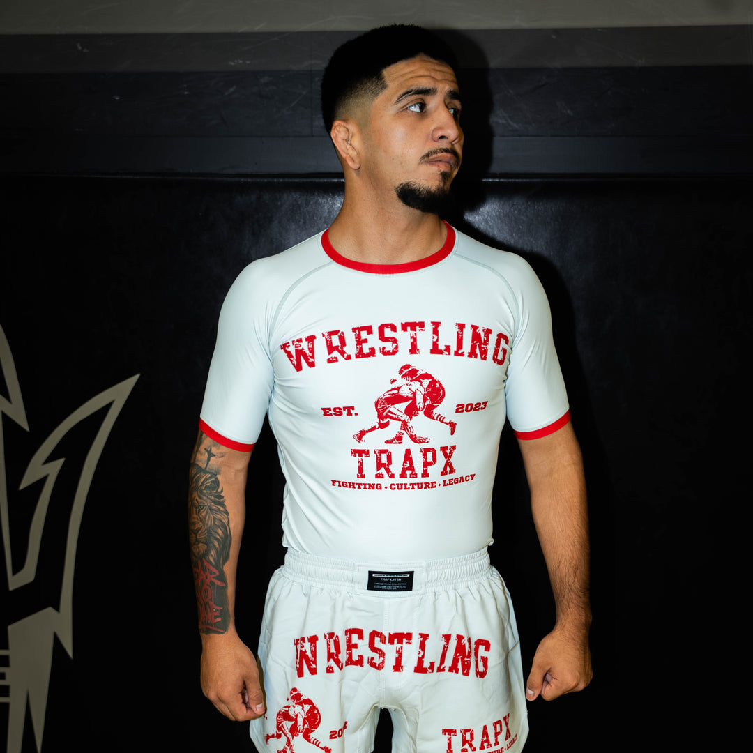 VINTAGE WRESTLING SHORT SLEEVE RASHGUARD