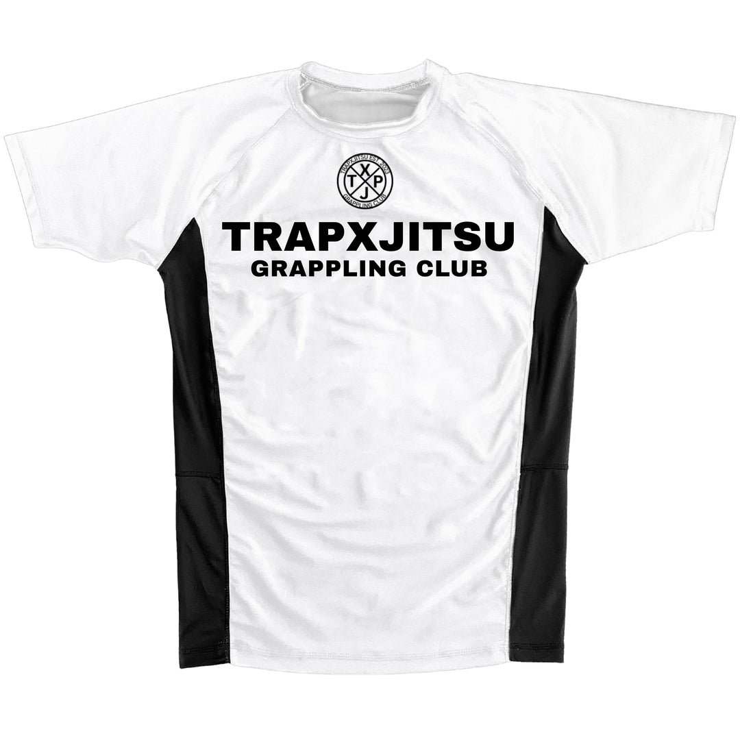 JIU JITSU & JESUS RANKED SHORT SLEEVE RASHGUARD - WHITE