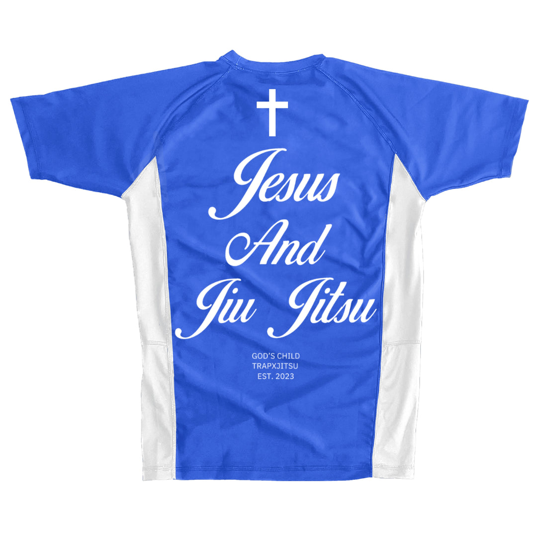 JIU JITSU & JESUS RANKED SHORT SLEEVE RASHGUARD - BLUE
