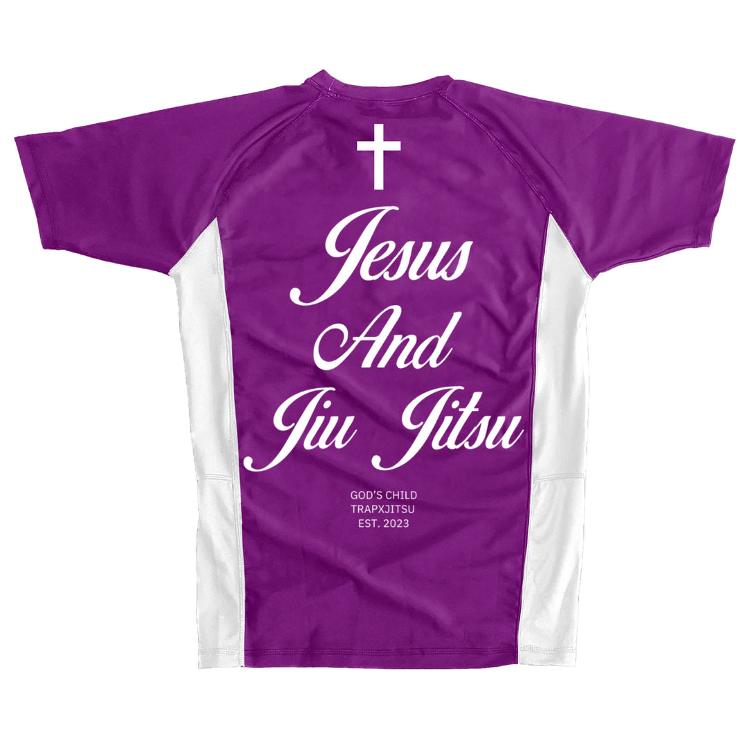 JIU JITSU & JESUS RANKED SHORT SLEEVE RASHGUARD - PURPLE
