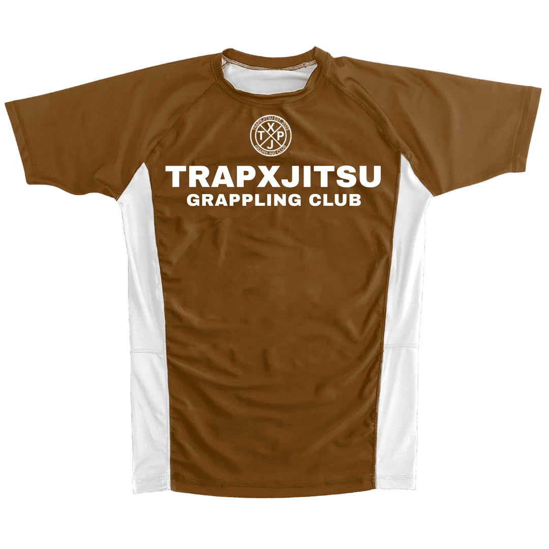 JIU JITSU & JESUS RANKED SHORT SLEEVE RASHGUARD - BROWN