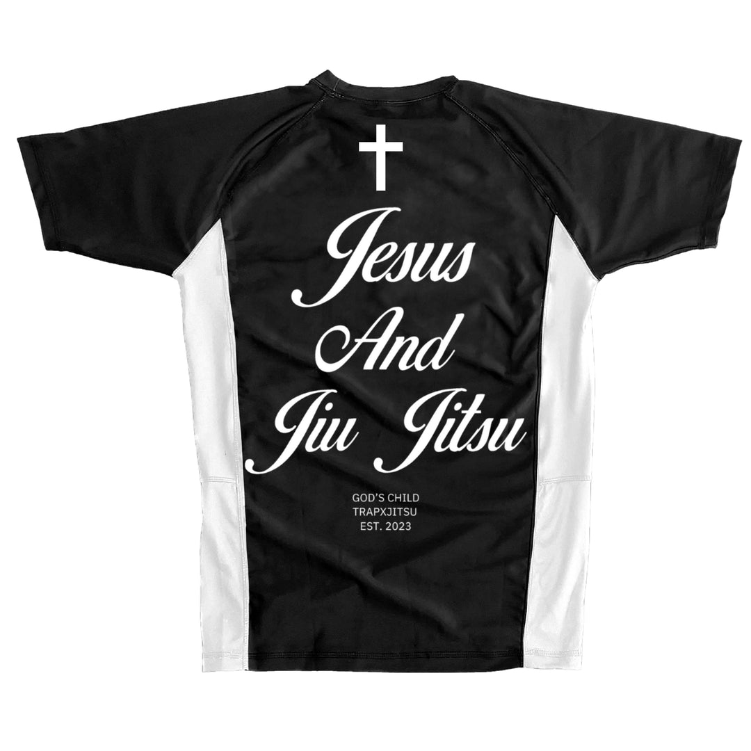 JIU JITSU & JESUS RANKED SHORT SLEEVE RASHGUARD - BLACK