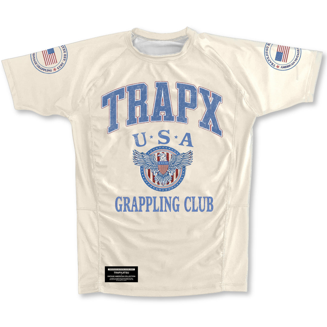 USA VINTAGE SHORT SLEEVE RASHGUARD - OFF WHITE