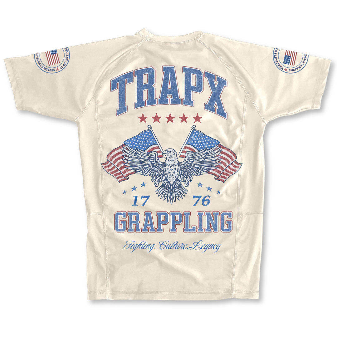 USA VINTAGE SHORT SLEEVE RASHGUARD - OFF WHITE