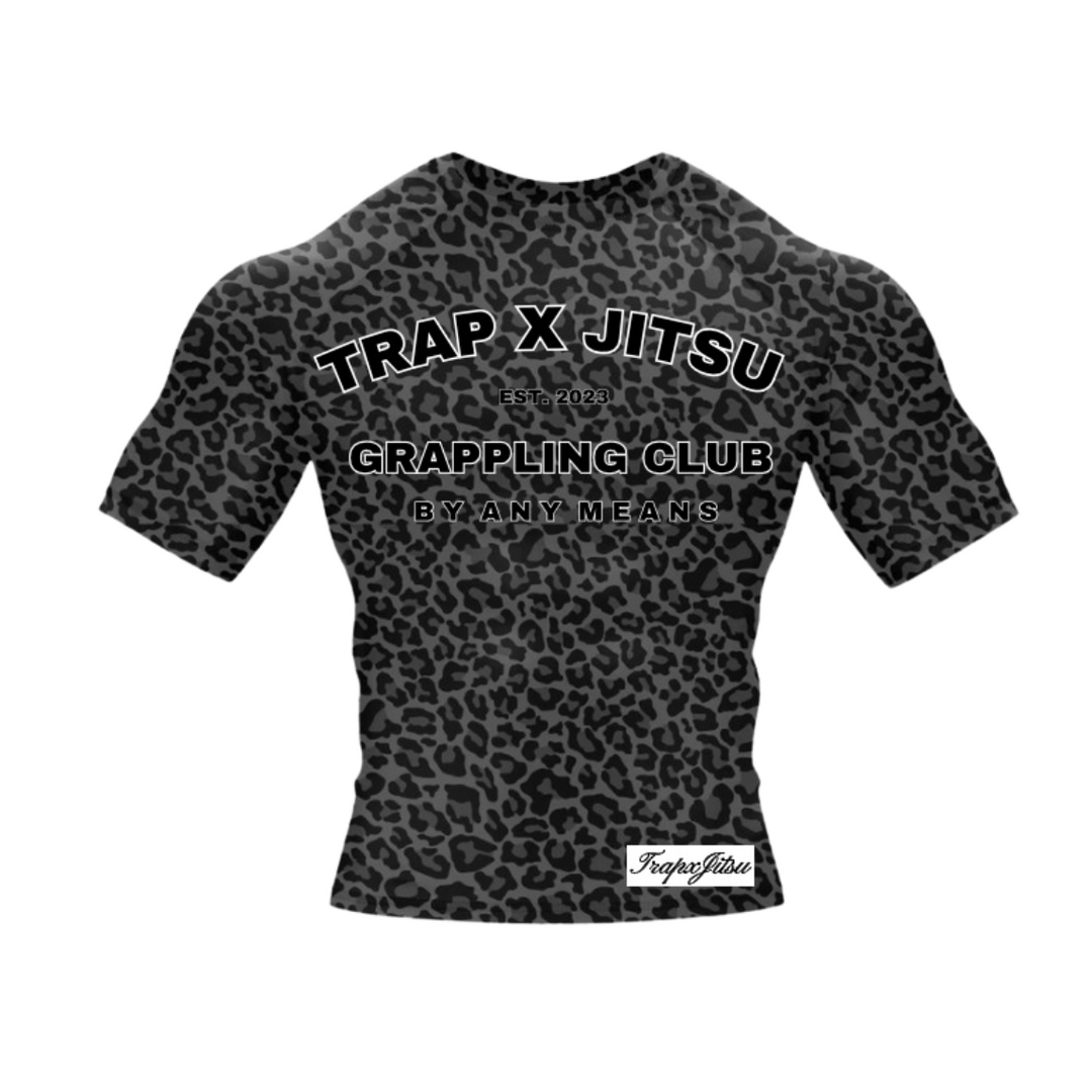 BLACK LEOPARD SHORT SLEEVE RASHGUARD