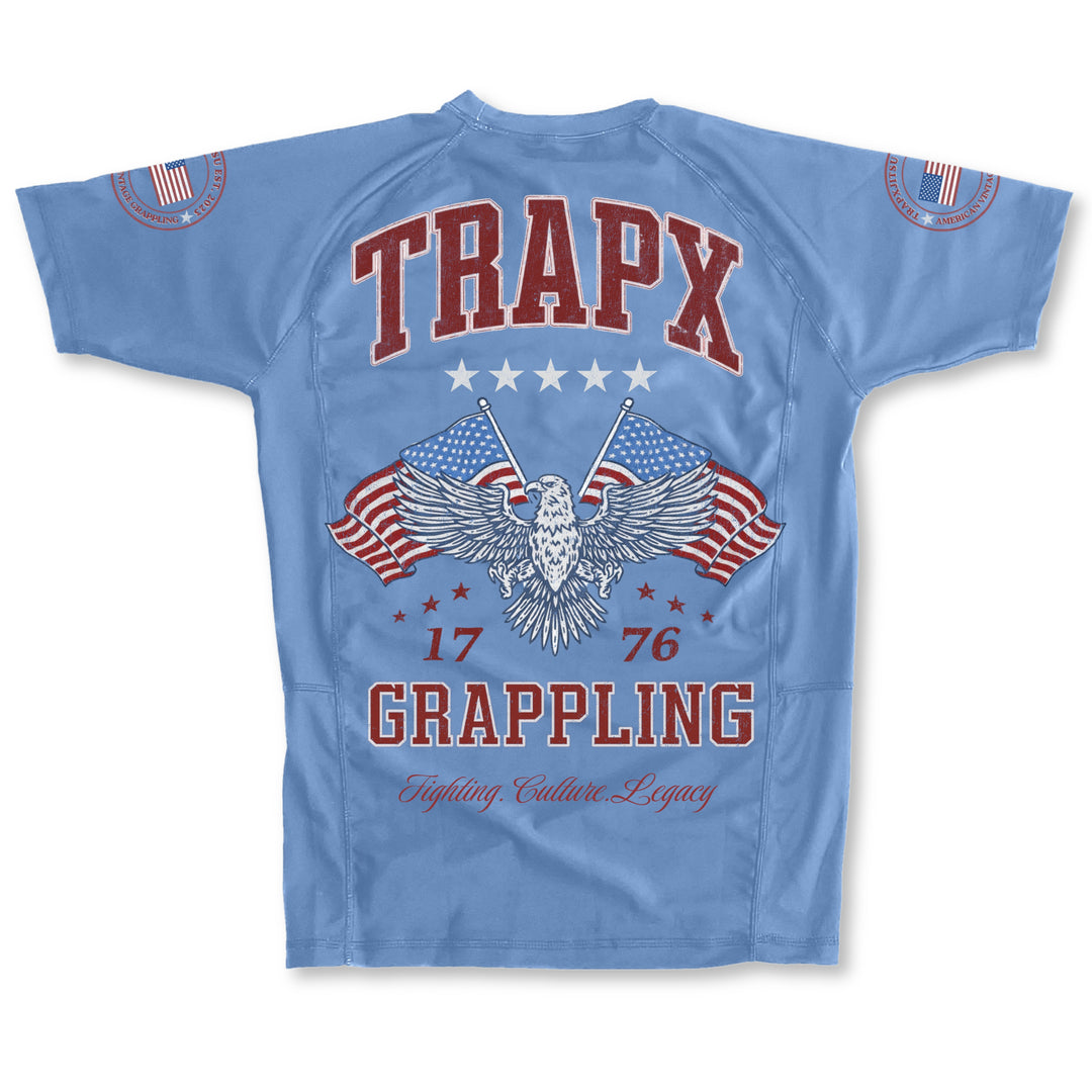 USA VINTAGE SHORT SLEEVE RASHGUARD - BLUE