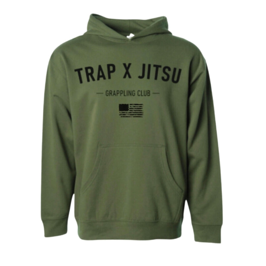 Green BJJ Hoodie Sweatshirt, Front