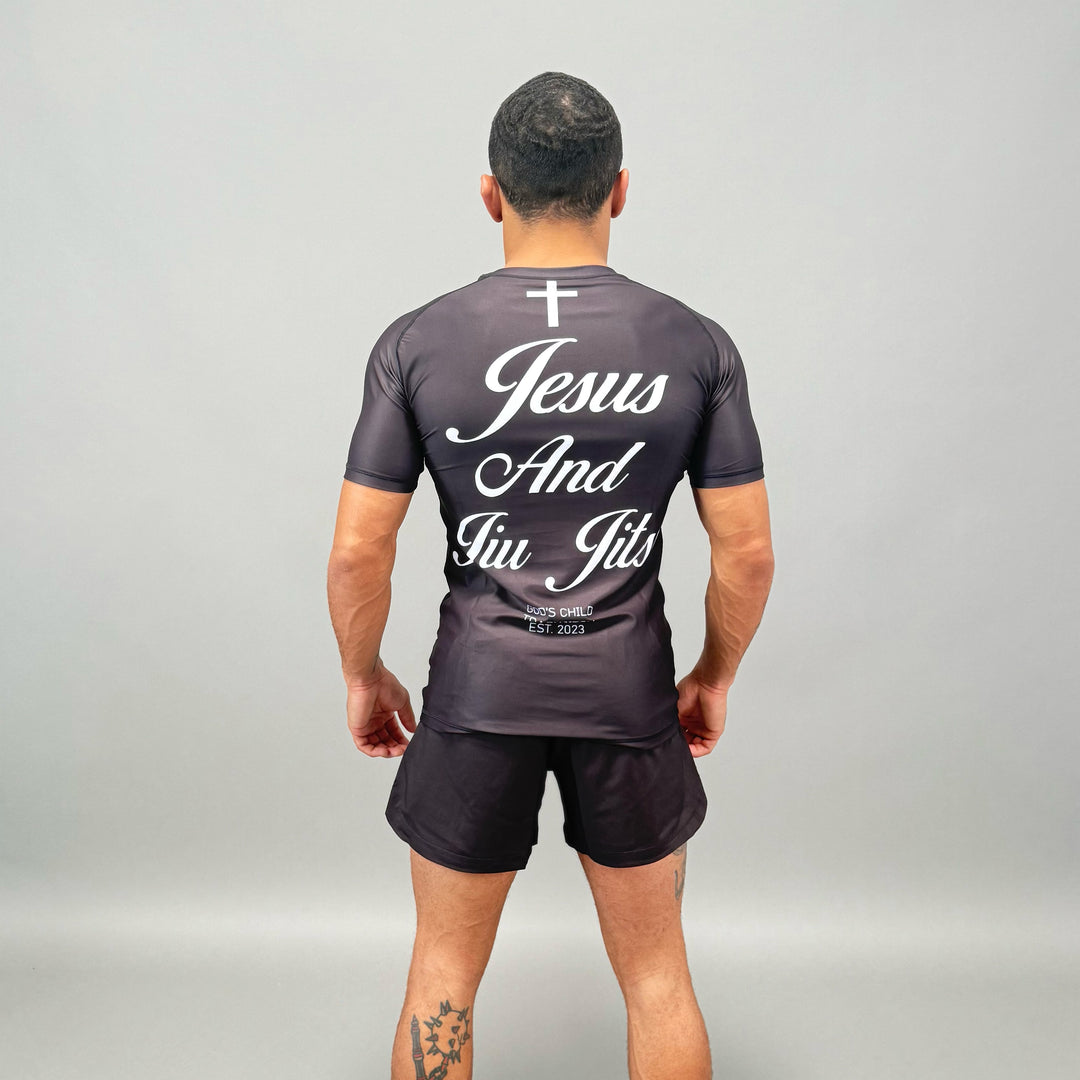 JIU JITSU & JESUS SHORT SLEEVE RASHGUARD - BLACK