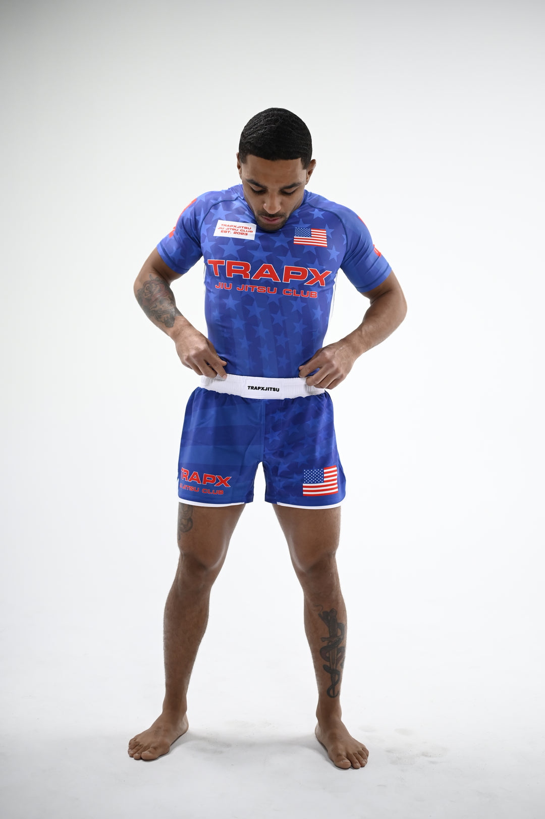 USA JIU JITSU SHORT SLEEVE RASHGUARD - BLUE