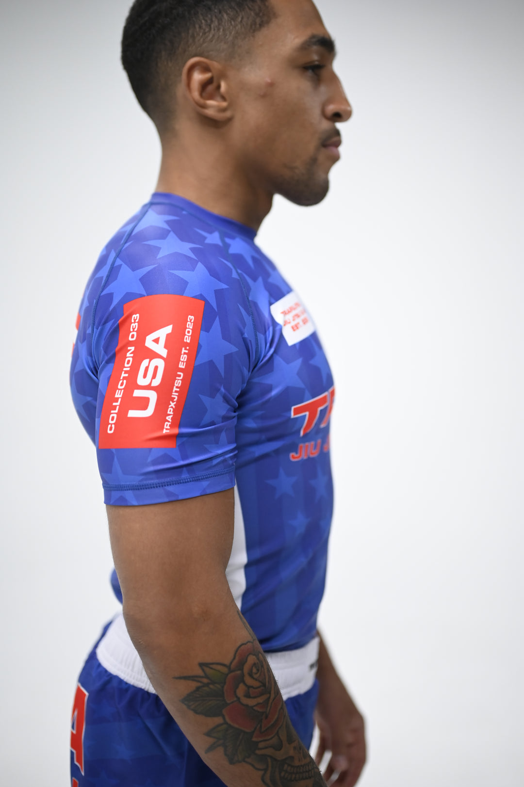 USA JIU JITSU SHORT SLEEVE RASHGUARD - BLUE