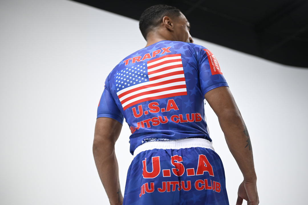 USA JIU JITSU SHORT SLEEVE RASHGUARD - BLUE
