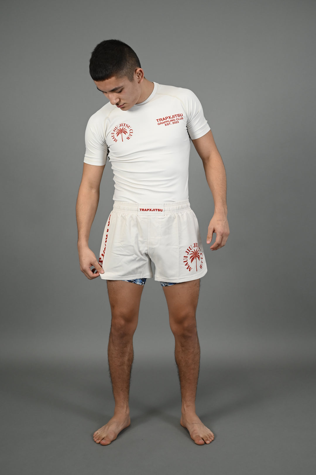 MAUI JIU JITSU SHORT SLEEVE RASHGUARD - CREAM