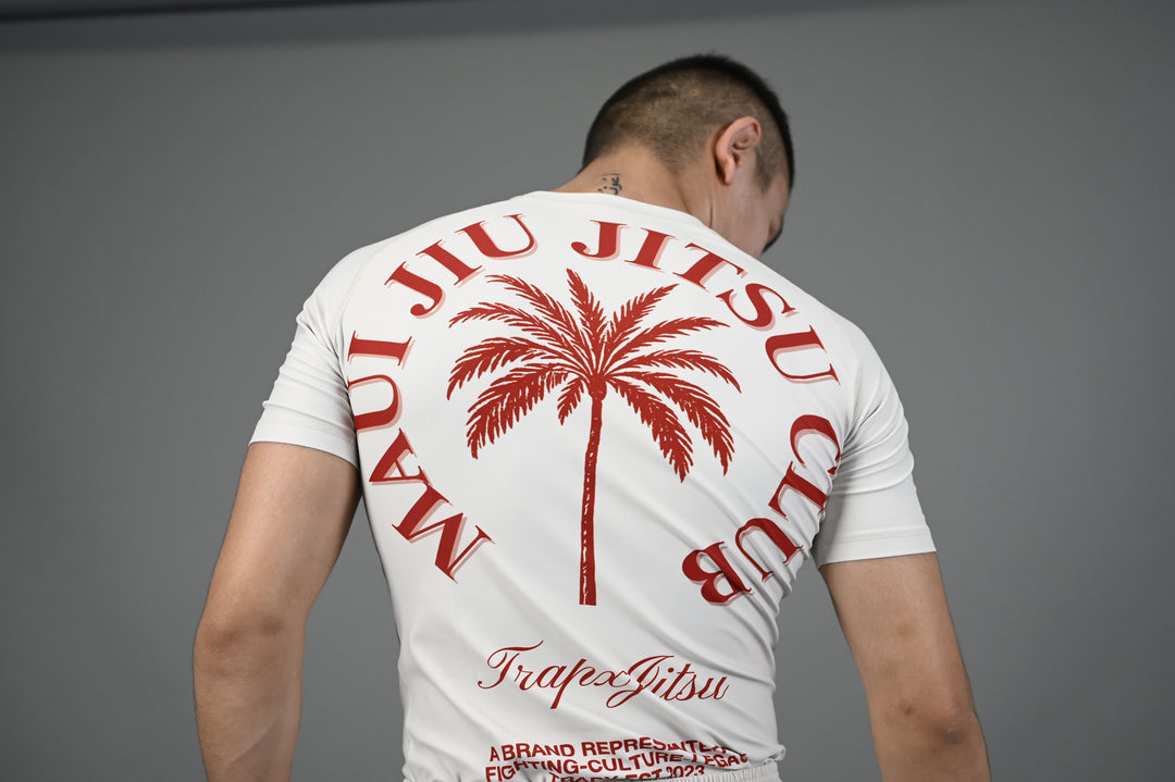 MAUI JIU JITSU SHORT SLEEVE RASHGUARD - CREAM
