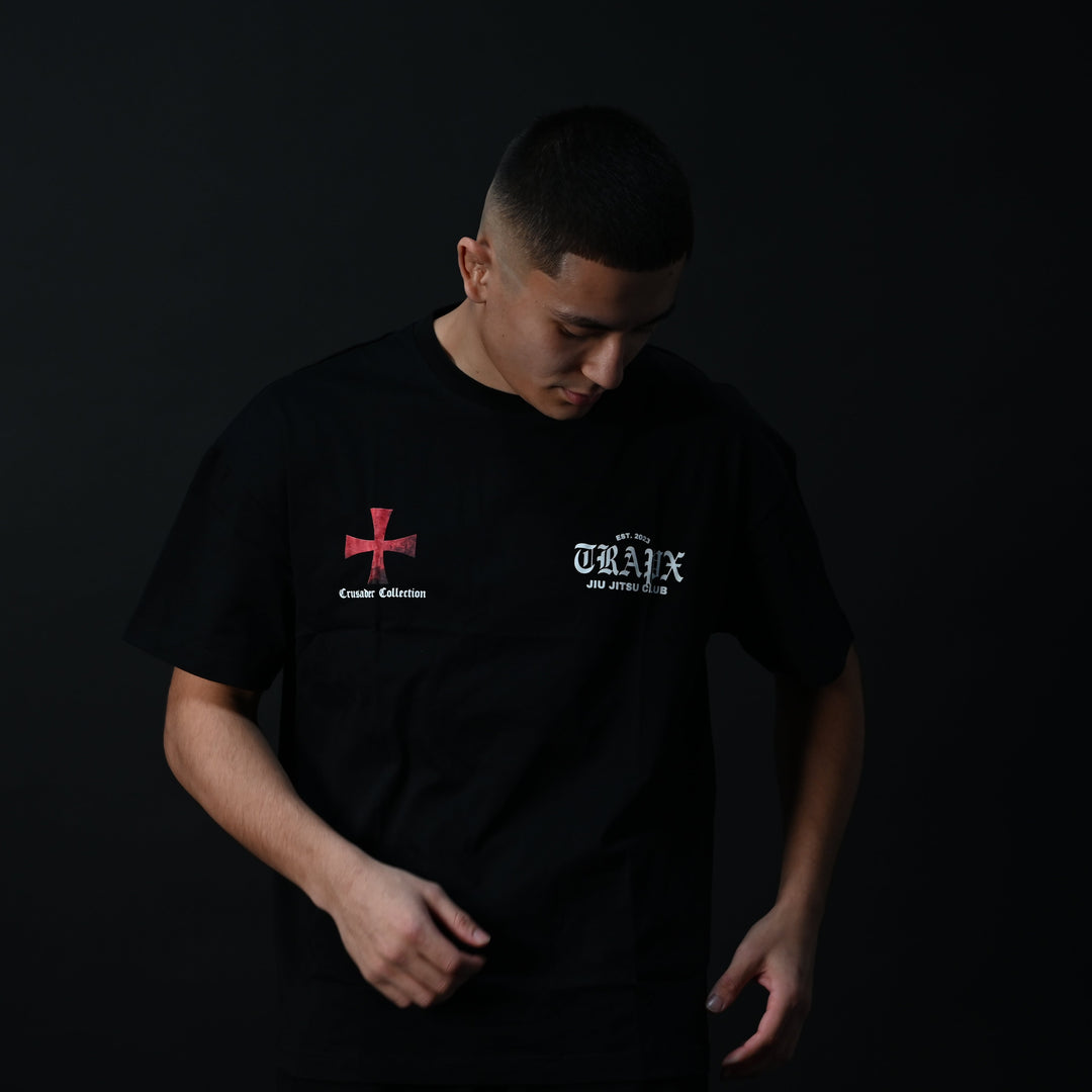 CRUSADER CROSS OVERSIZED T-SHIRT - BLACK