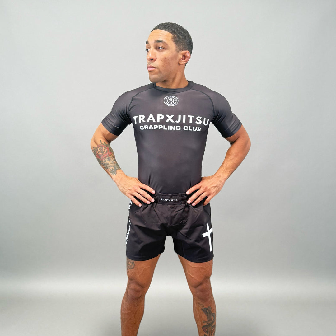 JIU JITSU & JESUS SHORT SLEEVE RASHGUARD - BLACK