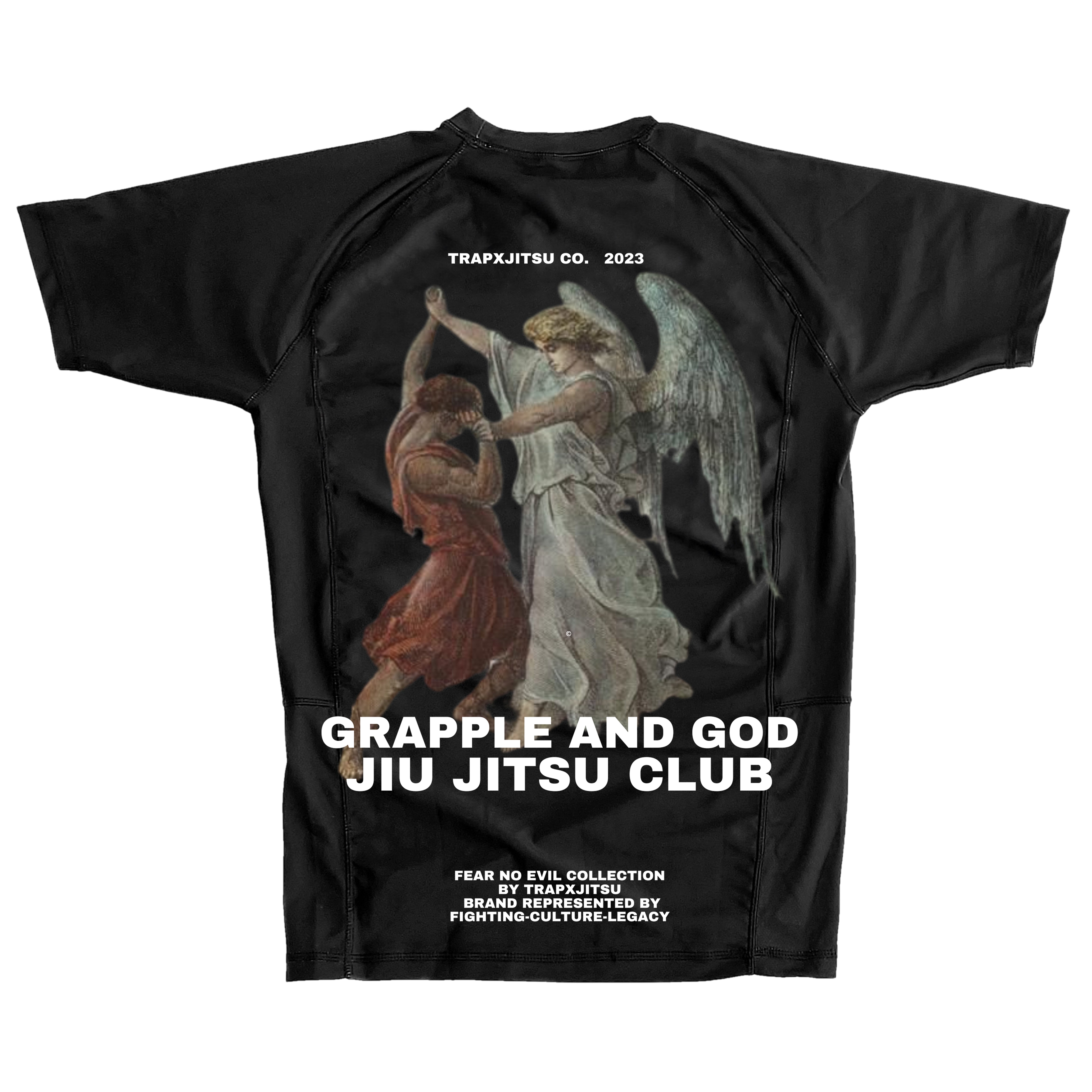 GRAPPLE & GOD SHORT SLEEVE RASHGUARD - BLACK – TrapxJitsu