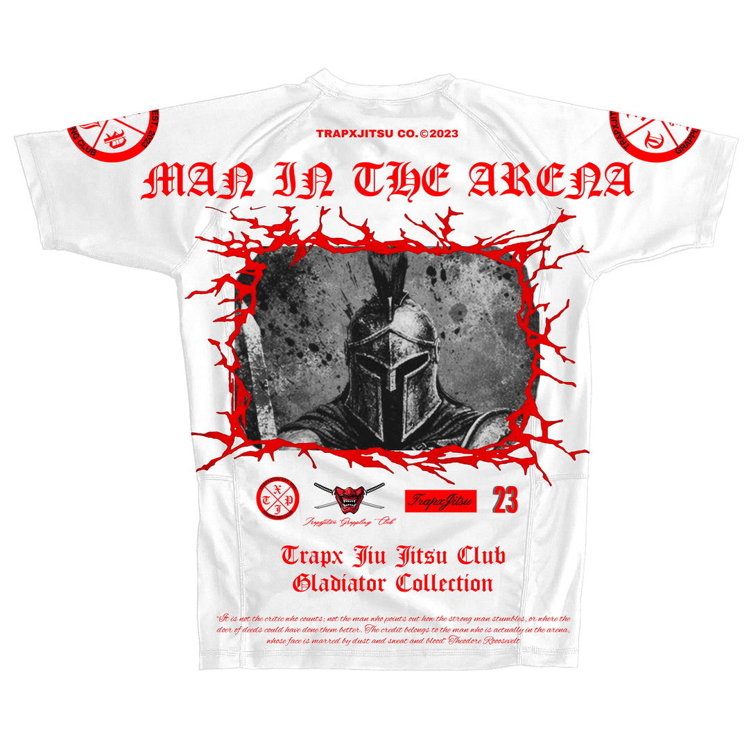 MAN IN THE ARENA SHORT SLEEVE RASHGUARD - WHITE