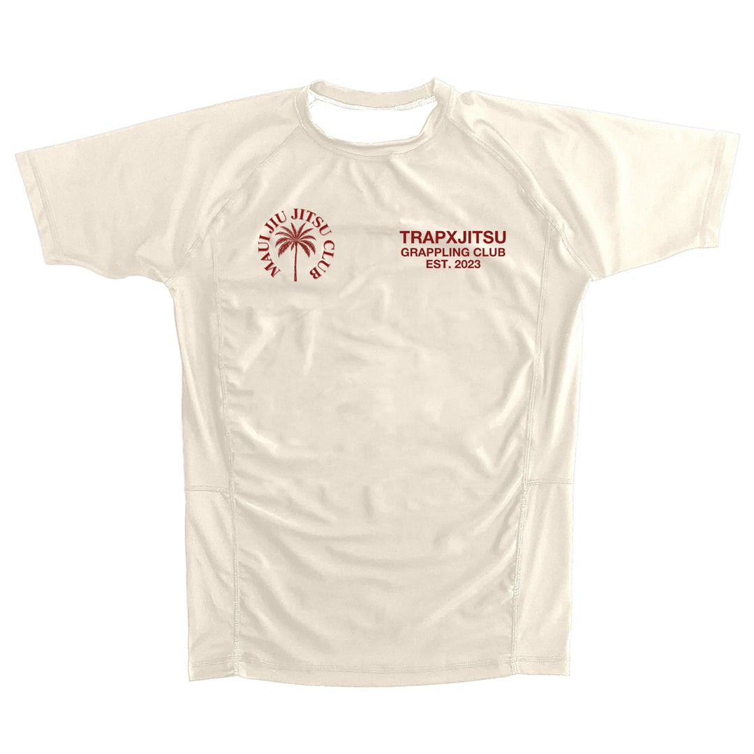 MAUI JIU JITSU SHORT SLEEVE RASHGUARD - CREAM