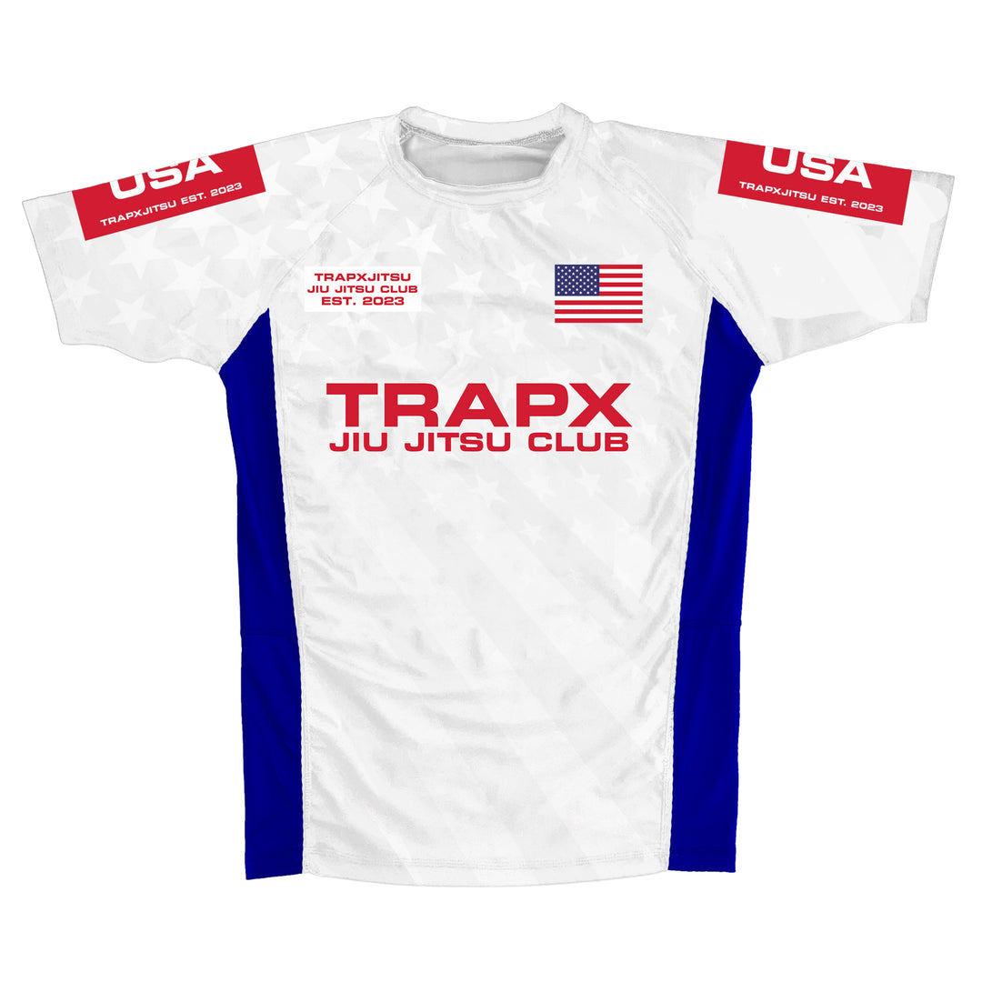 USA JIU JITSU SHORT SLEEVE RASHGUARD - WHITE