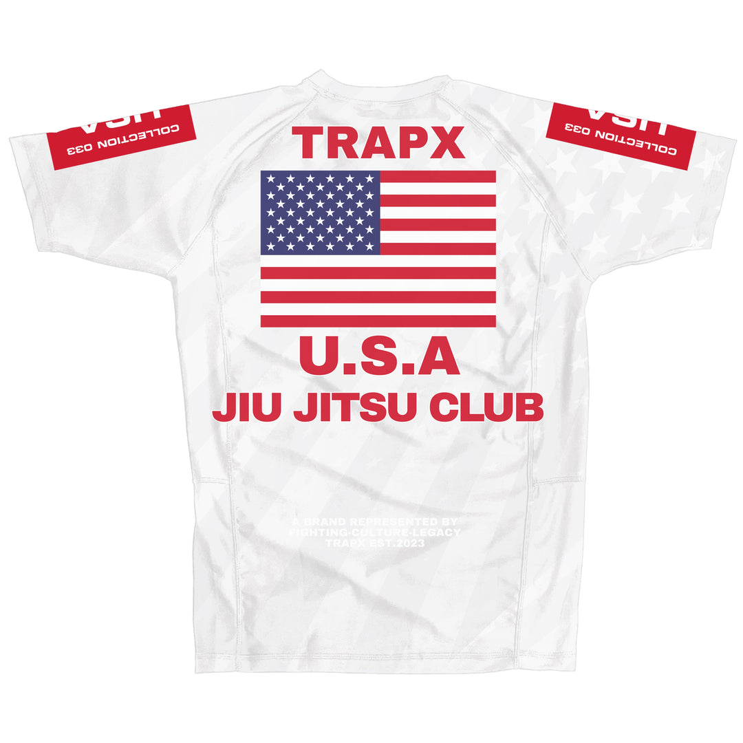USA JIU JITSU SHORT SLEEVE RASHGUARD - WHITE