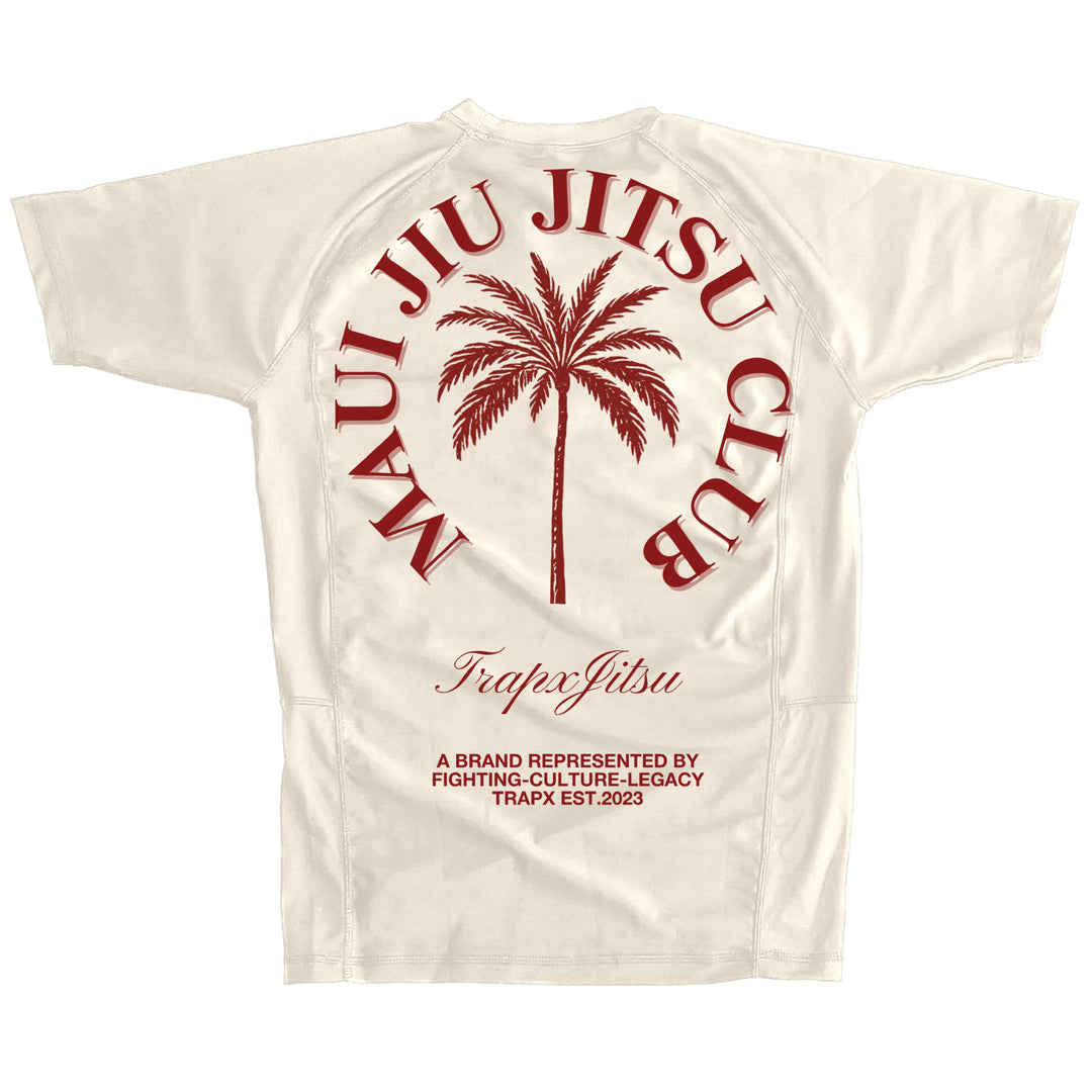 MAUI JIU JITSU SHORT SLEEVE RASHGUARD - CREAM