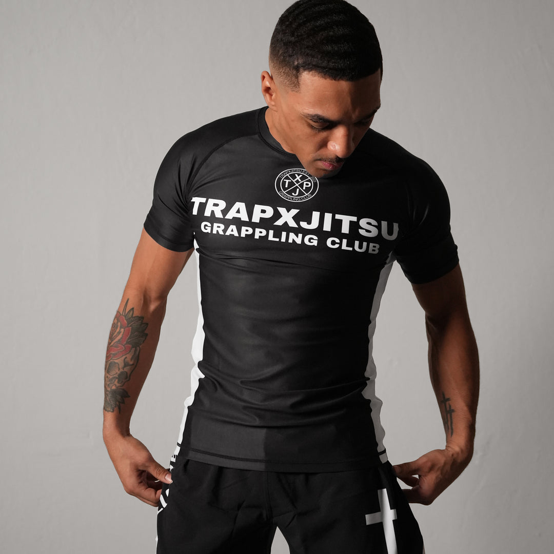 JIU JITSU & JESUS RANKED SHORT SLEEVE RASHGUARD - BLACK