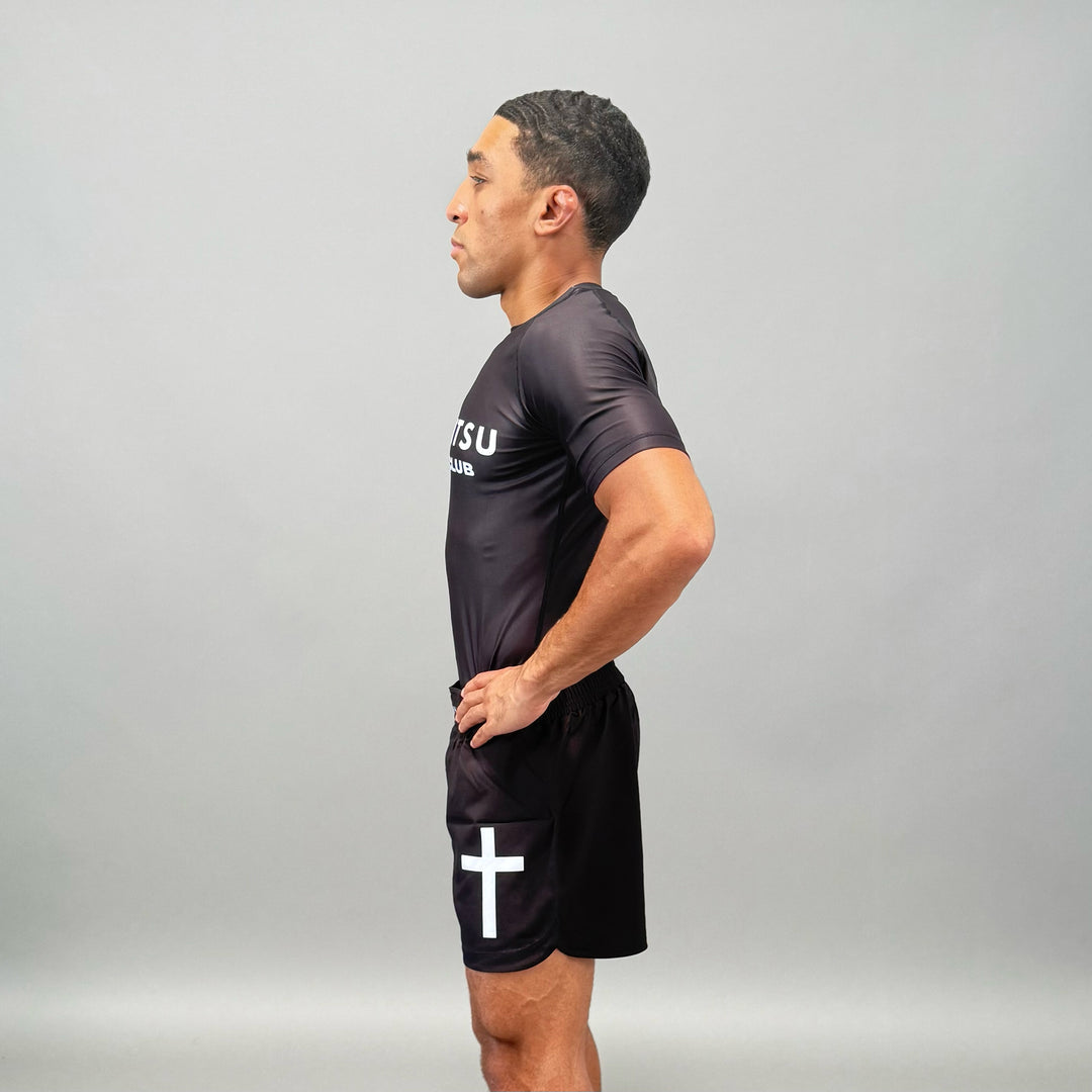 JIU JITSU & JESUS SHORT SLEEVE RASHGUARD - BLACK