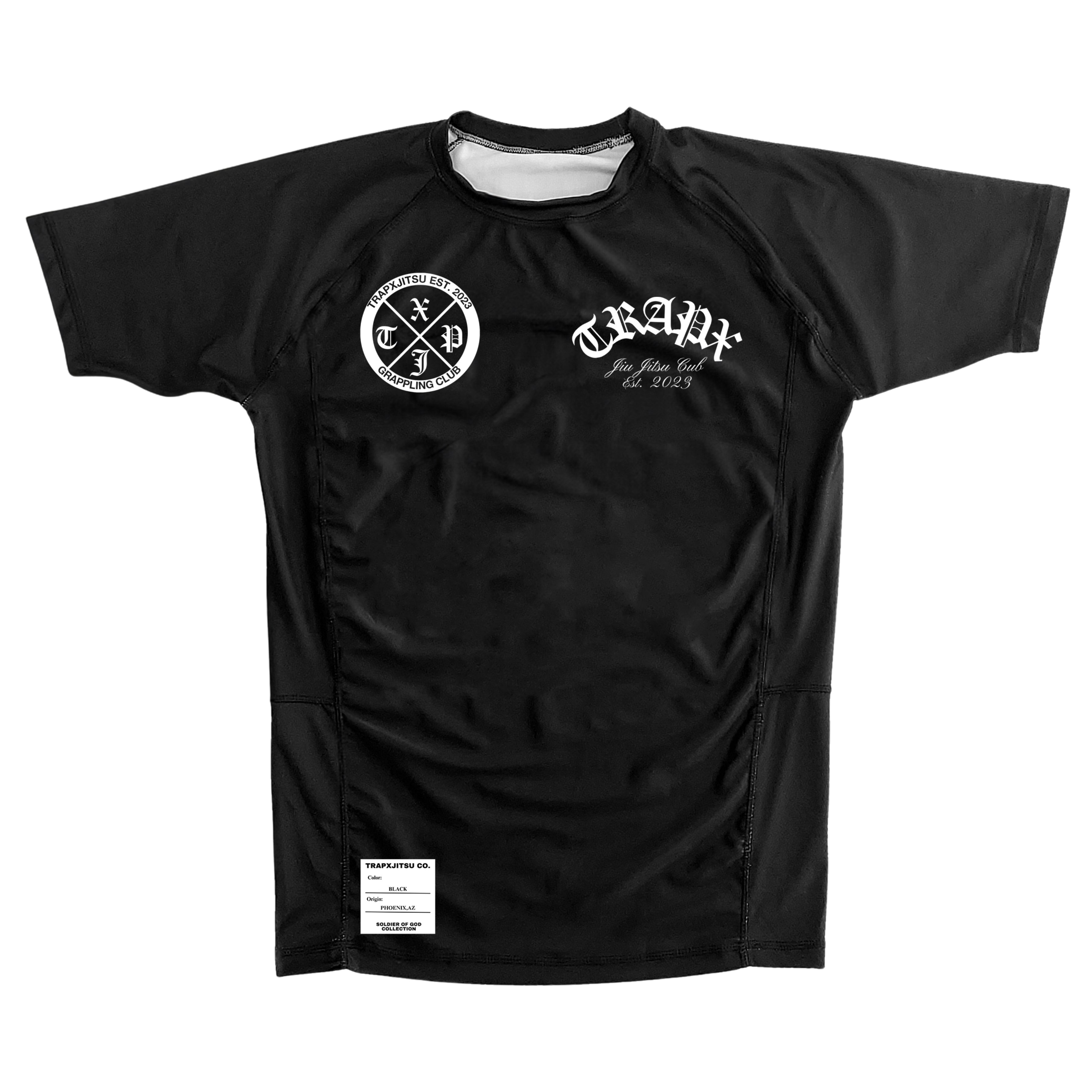 SOLDIER OF GOD SHORT SLEEVE RASHGUARD - BLACK – TrapxJitsu