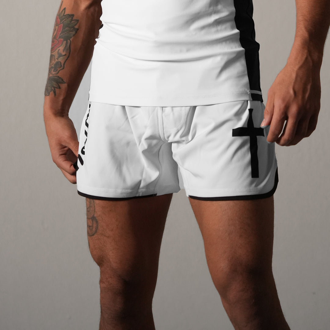 JIU JITSU & JESUS RANKED NO-GI SHORTS - WHITE