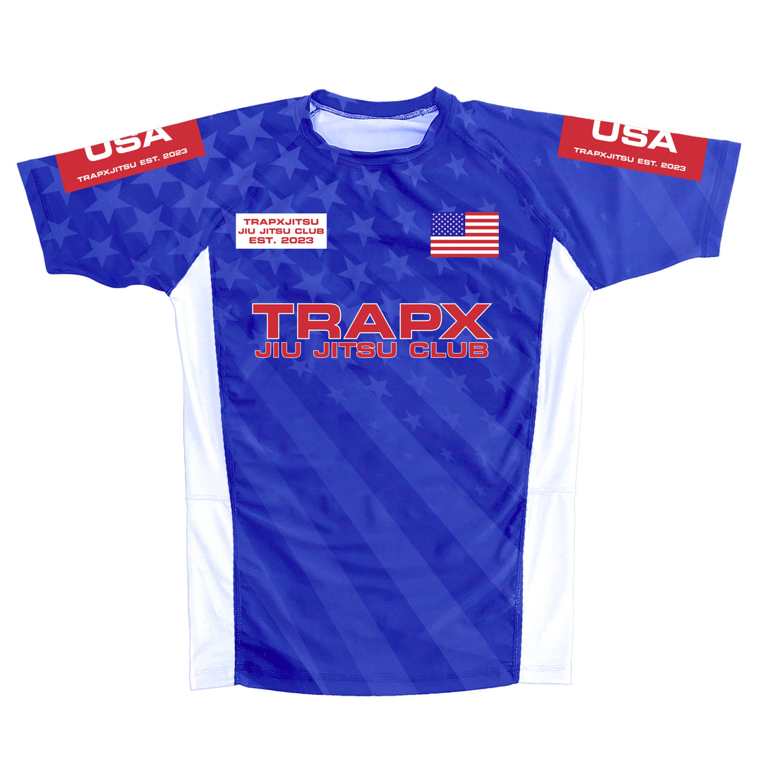 USA JIU JITSU SHORT SLEEVE RASHGUARD - BLUE