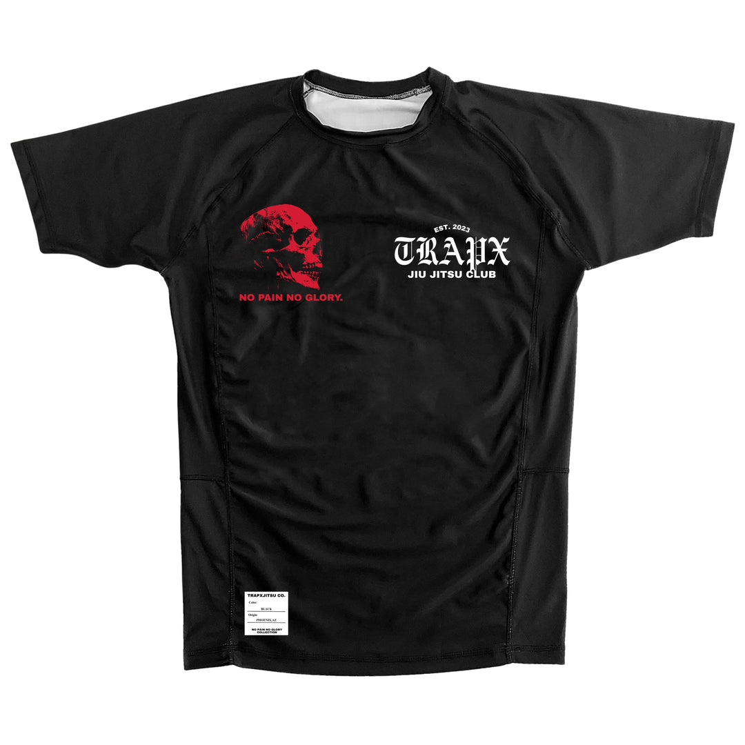 RED SKULL SHORT SLEEVE RASHGUARD - BLACK