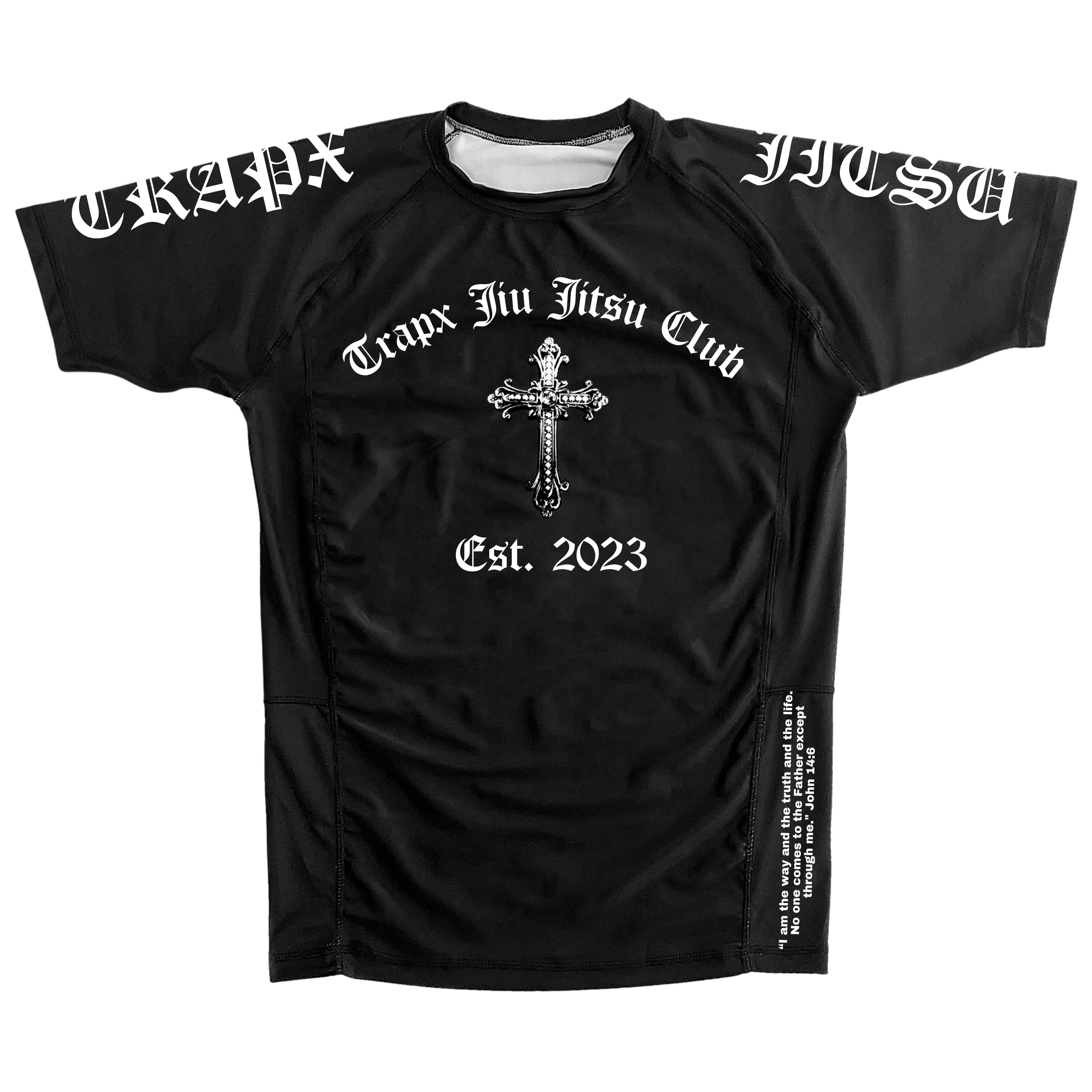 CHRIST LEGACY JJ SHORT SLEEVE RASHGUARD - BLACK – TrapxJitsu