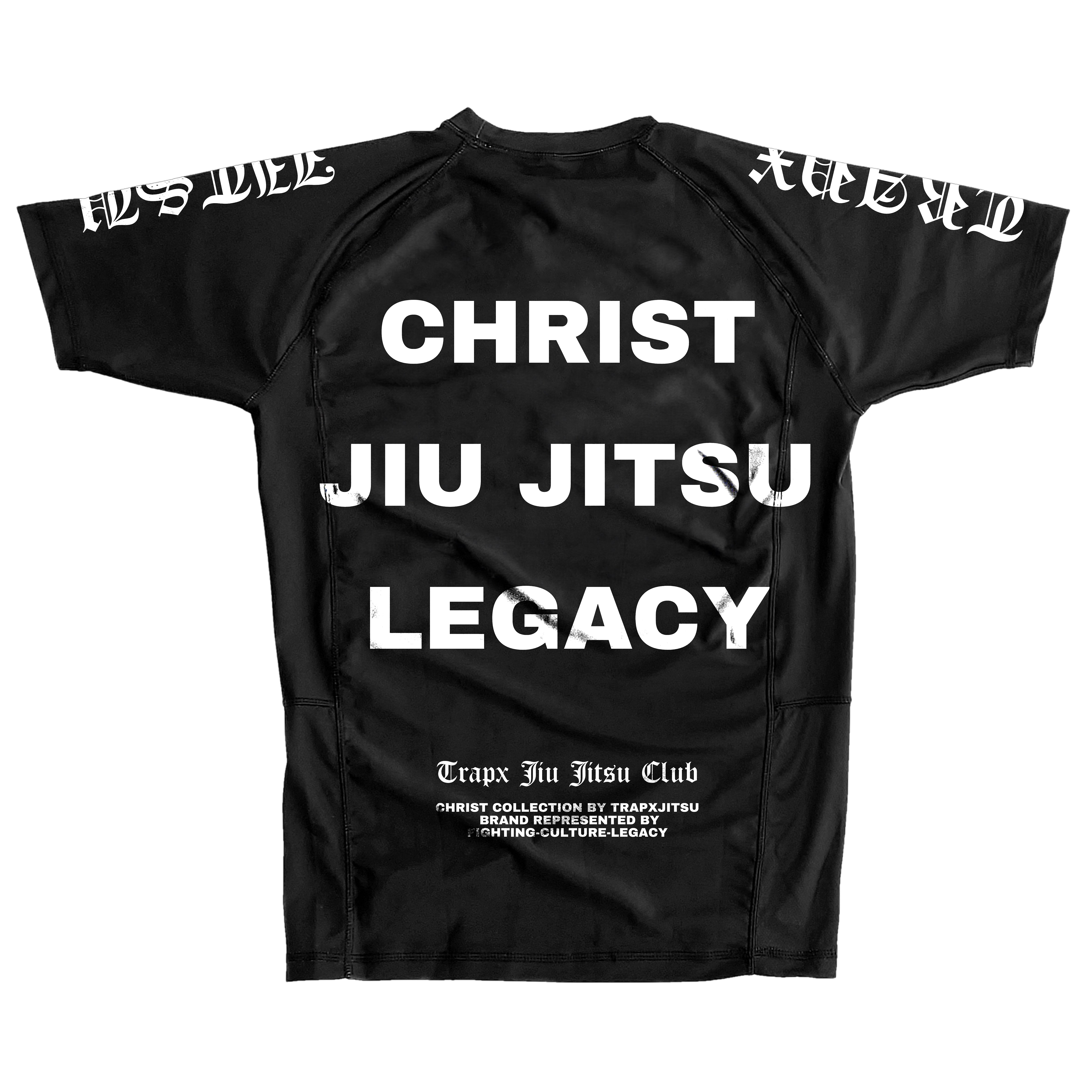 CHRIST LEGACY JJ SHORT SLEEVE RASHGUARD - BLACK – TrapxJitsu