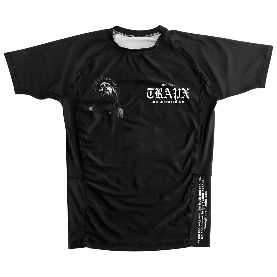 CHRIST IS KING SHORT SLEEVE RASHGUARD - BLACK