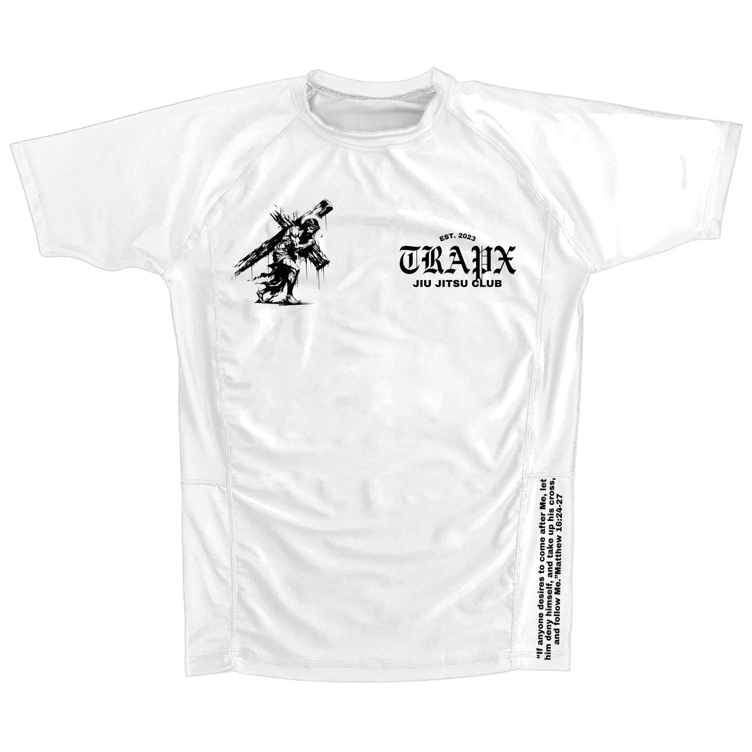 CARRY THE CROSS SHORT SLEEVE RASHGUARD - WHITE