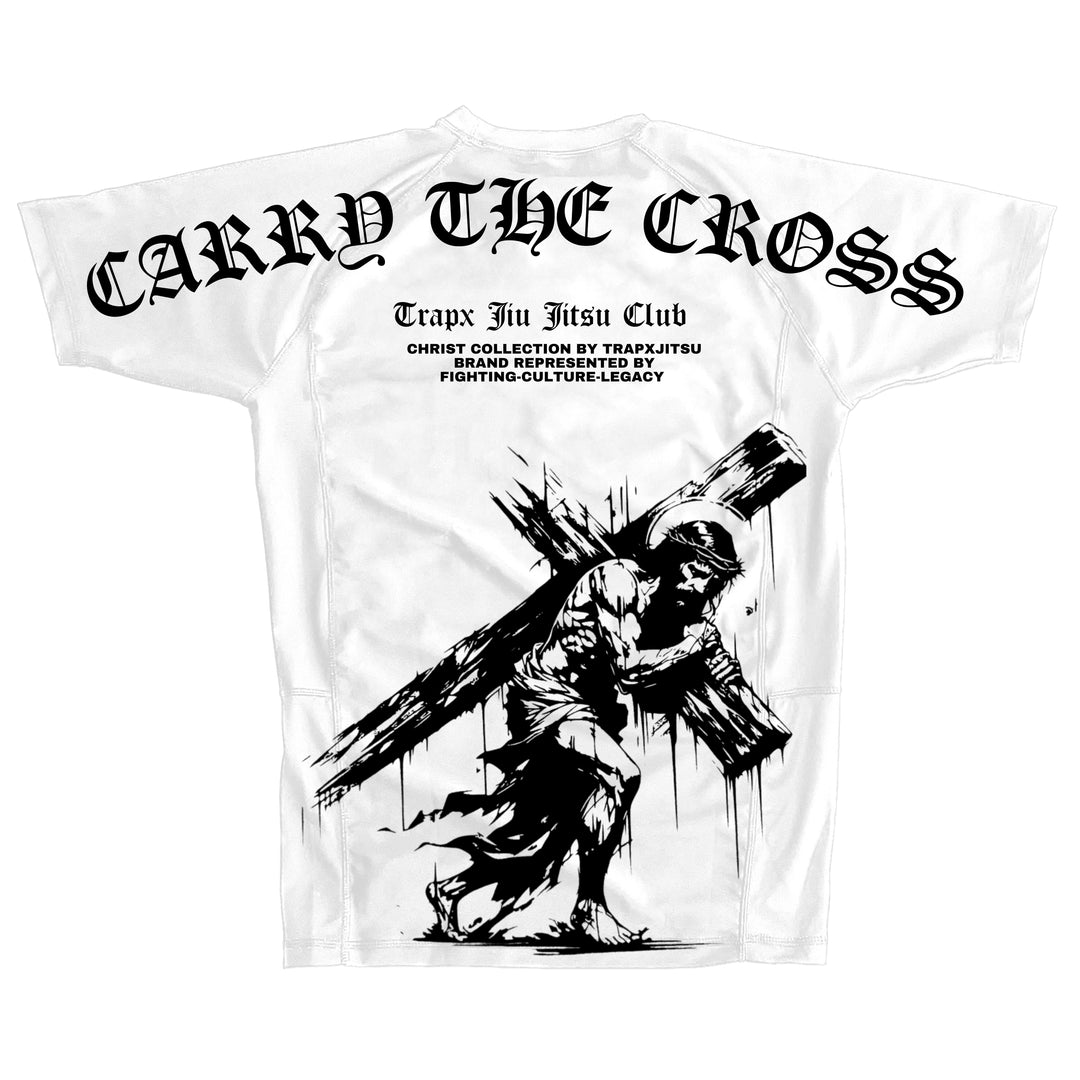CARRY THE CROSS SHORT SLEEVE RASHGUARD - WHITE