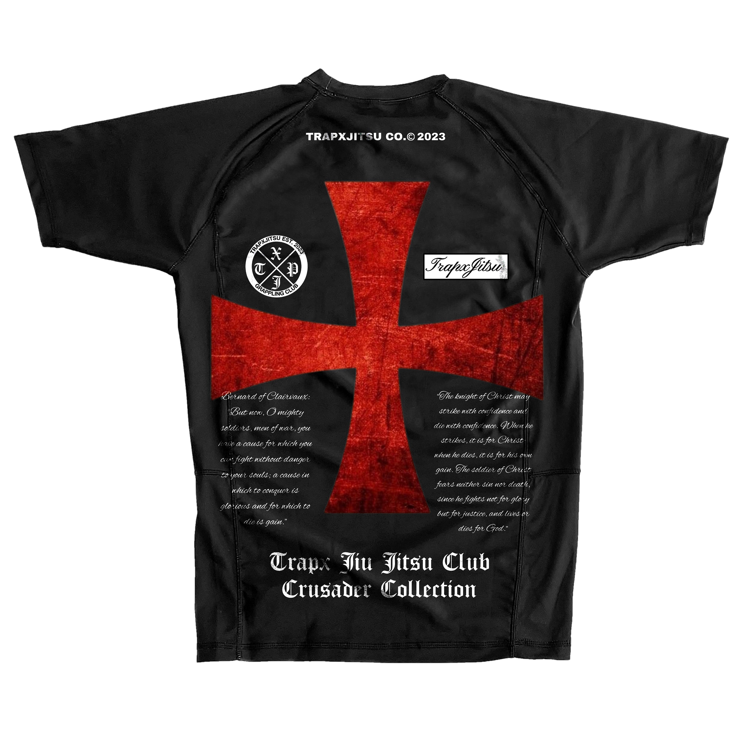 CRUSADER CROSS SHORT SLEEVE RASHGUARD - BLACK – TrapxJitsu