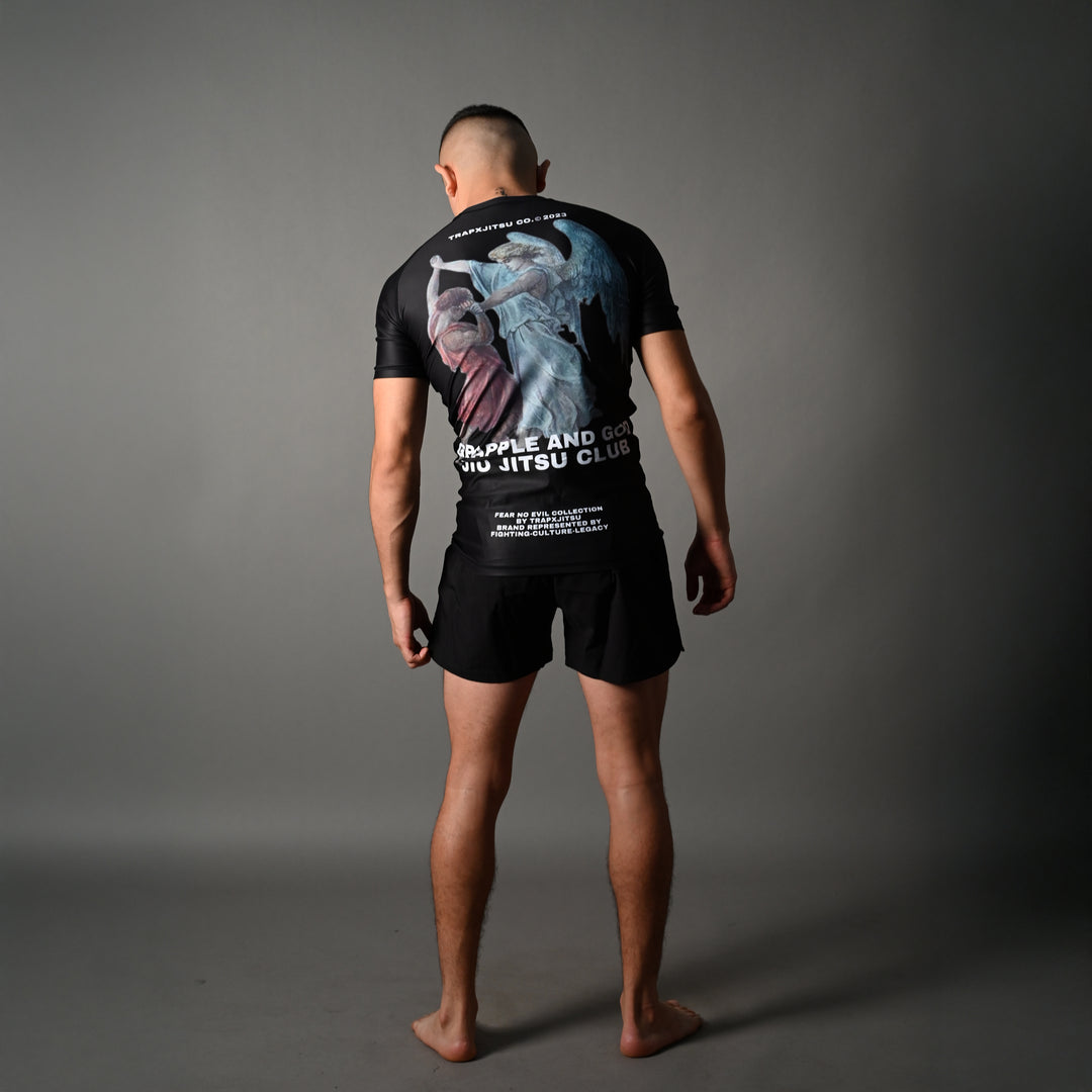 GRAPPLE & GOD SHORT SLEEVE RASHGUARD - BLACK