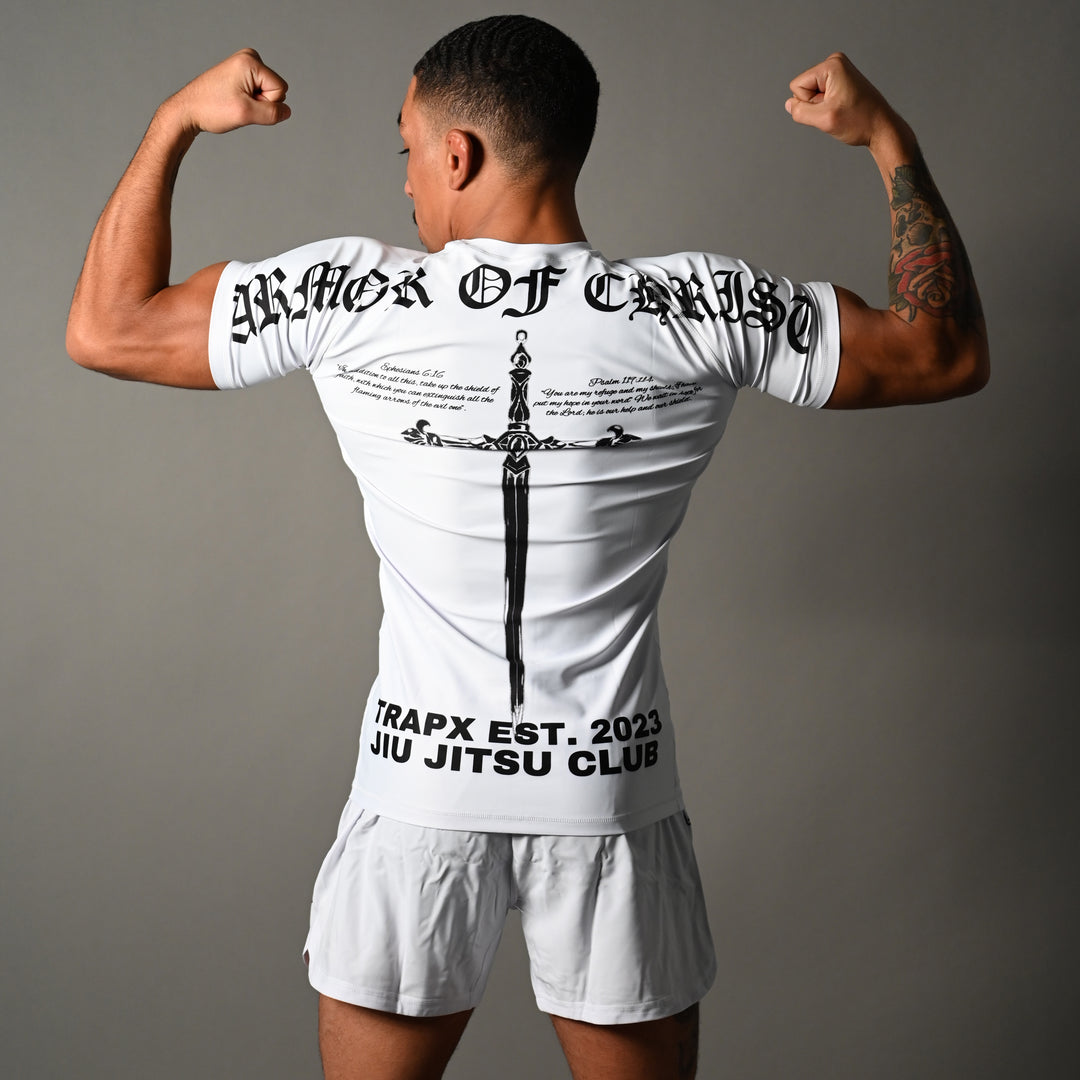 ARMOR OF CHRIST SHORT SLEEVE RASHGUARD - WHITE