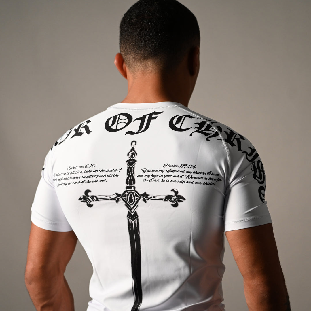 ARMOR OF CHRIST SHORT SLEEVE RASHGUARD - WHITE