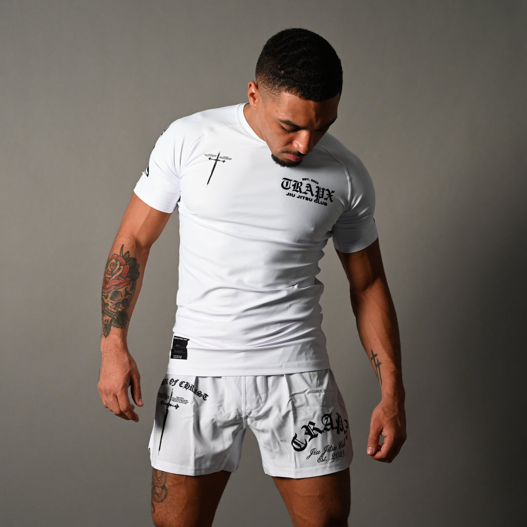ARMOR OF CHRIST SHORT SLEEVE RASHGUARD - WHITE