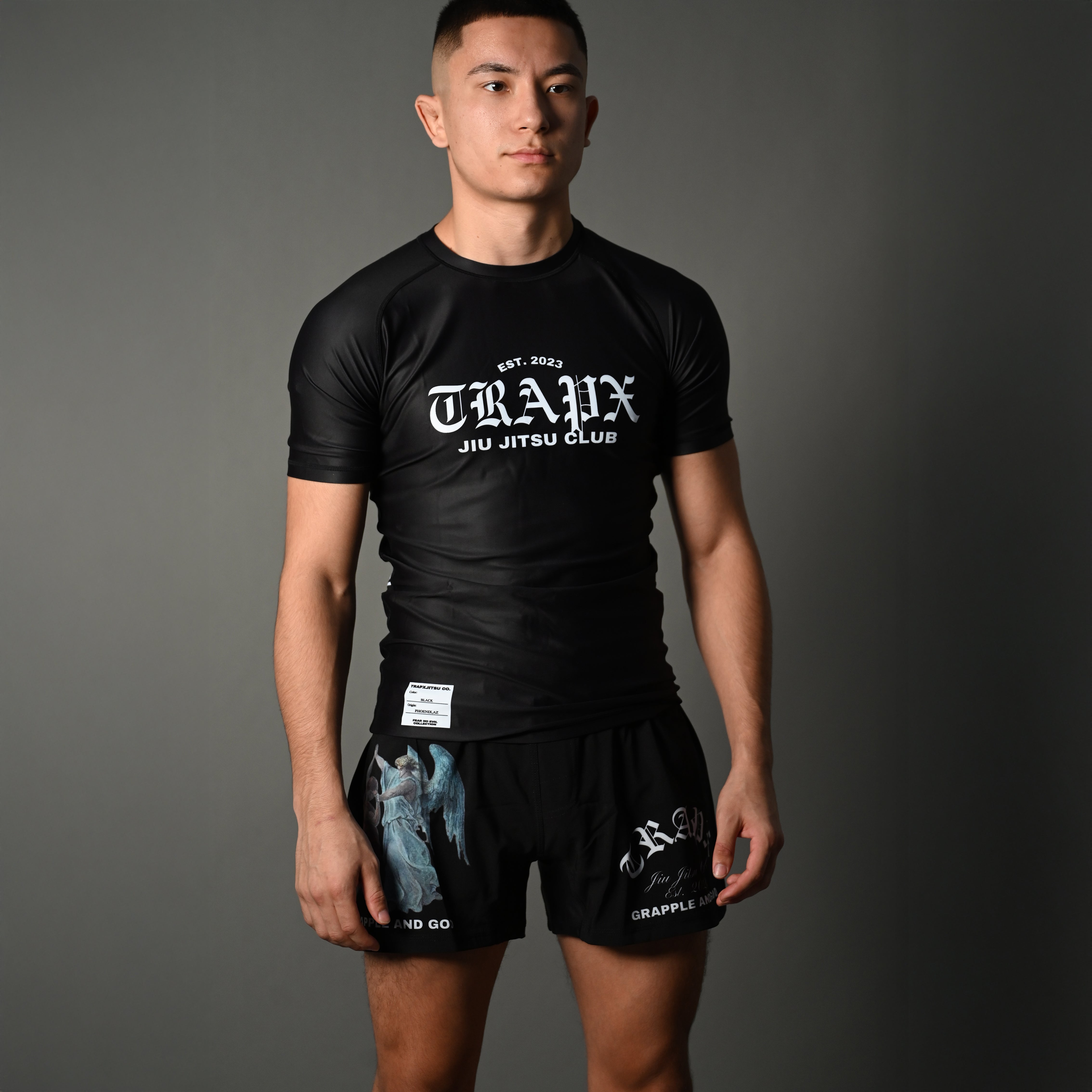 GRAPPLE & GOD SHORT SLEEVE RASHGUARD - BLACK – TrapxJitsu
