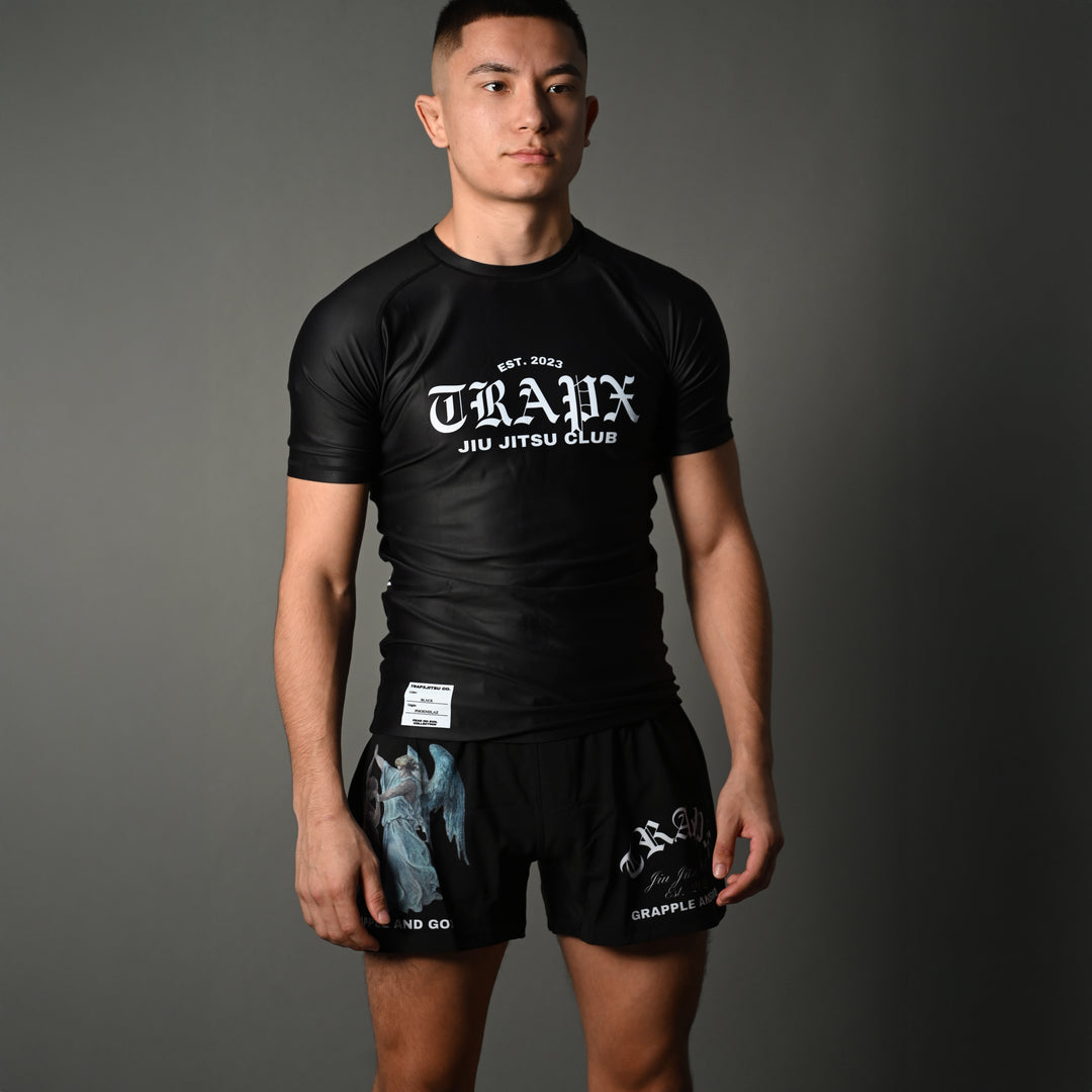 GRAPPLE & GOD SHORT SLEEVE RASHGUARD - BLACK