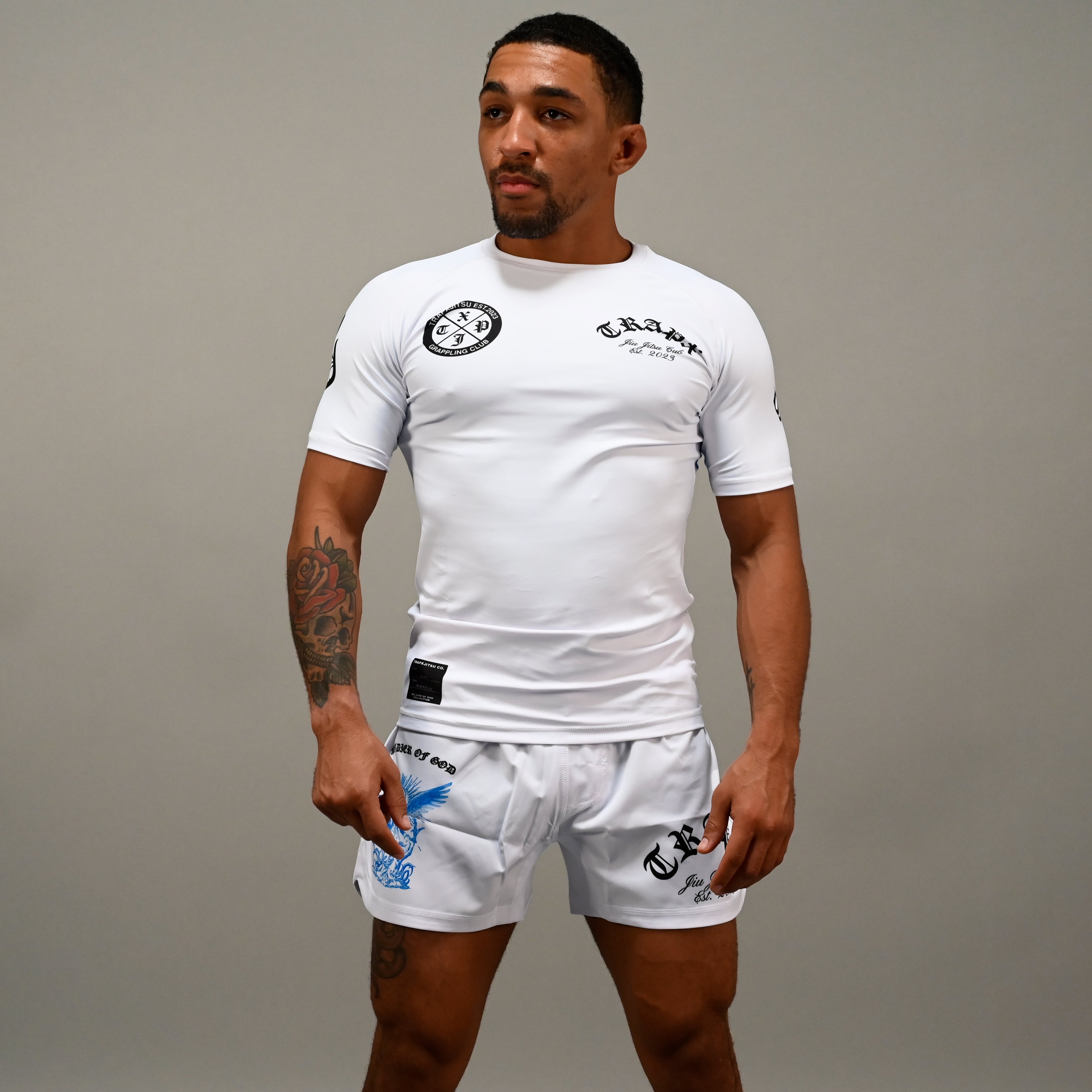 SOLDIER OF GOD NO-GI SHORTS - WHITE – TrapxJitsu