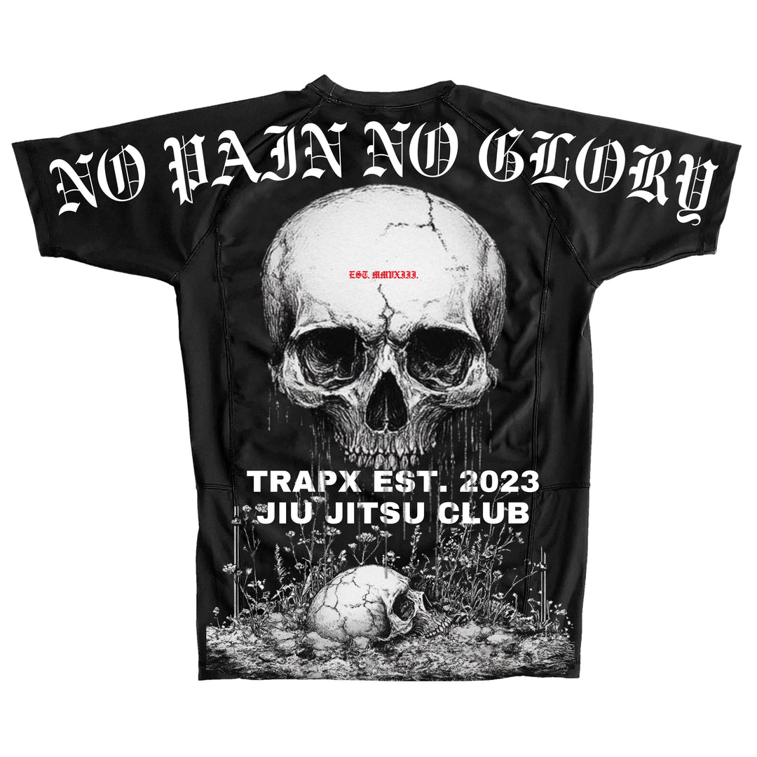 NO PAIN NO GLORY SHORT SLEEVE RASHGUARD - BLACK